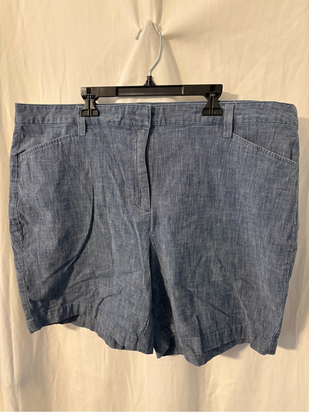 Lands' End Women's Chambray Bermuda Shorts in Light Blue
